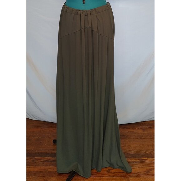 Floor Length Olive Green Maxi Skirt - Picture 2 of 3